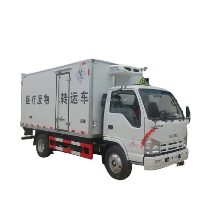 China Food 1SUZU ELF 100P Freezer Transport Vehicle Medical Waste Hospital Transfer Clinical Garbage Transport Refrigerator Truck in Ghana for sale