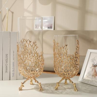 China Dried flower goes in vase Europe European light luxury glass flower creative modern flower table living room decoration flower arrangement Europe for sale