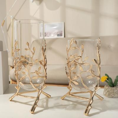 Cina European flower light luxury glass dry decoration table living room decoration layout vase glass vase in vendita