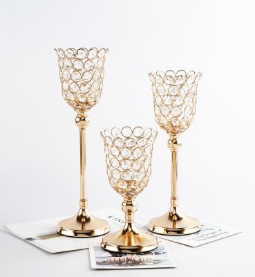 中国 Modern contracted romantic table crystal decoration living room wedding Morden metal candlestick candlestick decoration 販売のため