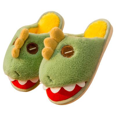 China Fashion Trend Winter Women Animal Cute Dinosaur Sandal For Women Bedroom Plush Antiskid Wearable Slipper Lovely For Men And Women for sale