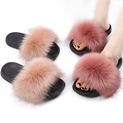 China Fashion Trend Winter Fur Slippers Round Main Warm Comfortable Lady Flat Bottom For Women Indoor Home Slippers for sale