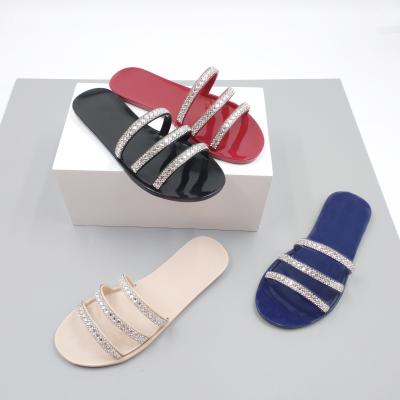 China Fashion Trend Fashion Soft New Slides Bling Female Sandals Sparkle New Fashionable Summer Ladies Rhinestone Slippers for sale