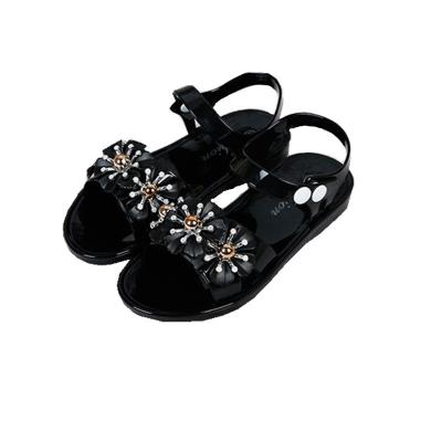 China Fashion Trend Beach Jelly Sandals Flower Design Rhinestone Summer PVC Woman and Kids Flat Sandal for sale