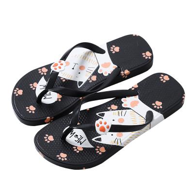 China Wholesale Fashion Trend Ladies Summer Cartoon Printing Beach Slides Casual Fashion Slippers PVC Sandals Women Flip Flops for sale