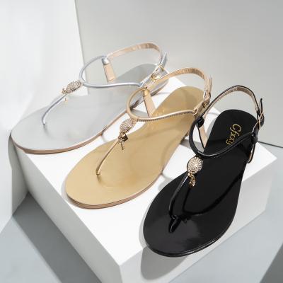 China New Fashion Trend Fashion Ladies Summer Flat Comfortable Strap Solid Color Leisure Strap Women Sandals for sale