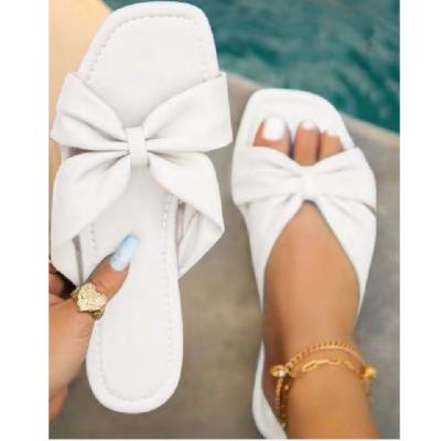 China Fashion Trend Large Size Women's Shoes 2021 Summer New Women's Casual Slippers Bow Knot Single Round Toe Casual Flat Shoes for sale