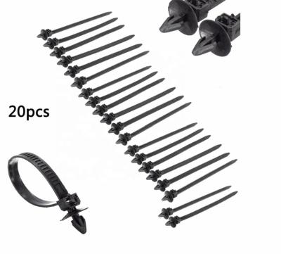 China Charging Cables Cable Strap Mount Clips Push Wire Ties Universal Car 20pcs/bag Q06-20pcs Nylon High Quality YILUSHUN NC; Black from HEB for sale