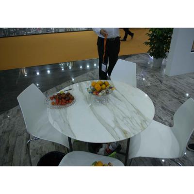 China Modern JYS Italian Calacatta Round Marble Slab Table Top for Indoor Use for sale