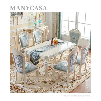 China (Other)Adjustable Home Restaurant Use Marble Stone Tops Rectangular Dining Table Set With 6 Chairs for sale