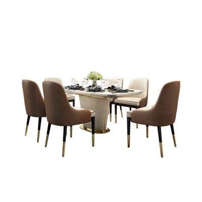 China Modern Luxury Leather Legs Marble Dining Table Hotel Dining Table Restaurant Furniture for sale