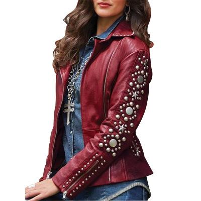 China Plus Size Women Clothing Shorts Windproof Jacket For Women Hot Drilling Leather Coats Women Plus Size for sale