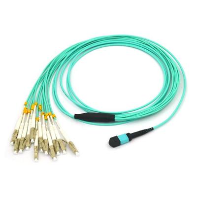 China FTTX OEM ODM 12cores OM3/OM4 MPO/MTP fiber optic breakout patch tie multicore female type fiber optic jumper cable for sale