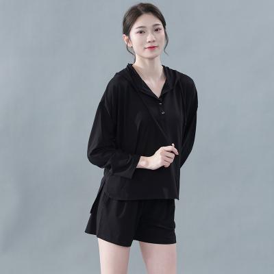 China Korean Fashion Simple Casual Loose Hooded Sheer Sportswear Comfortable Large Size Color Top Women for sale