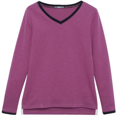 China 2021new Wholesale Women's Cotton V-neck Sleeve T-shirt Big Spring Anti-wrinkle Solid Color Long T-shirt for sale