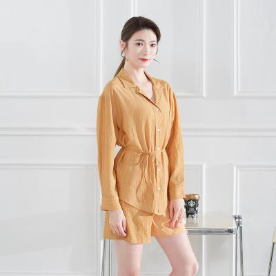 China Hot-selling Hong Kong style anti-pilling fashion retro suit female 2021 new two-piece suit shirt shorts slim casual long-sleeved suit for sale