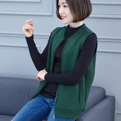 China Fengji 2020 Anti-wrinkle new early fall plus velvet padded sweater vest jacket black ladies spring and autumn vest warm vest for sale