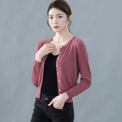 China Anti-wrinkle Fengji spring 2021 new Korean version solid color knitted cardigan long sleeve black coat loose slim women wear for sale