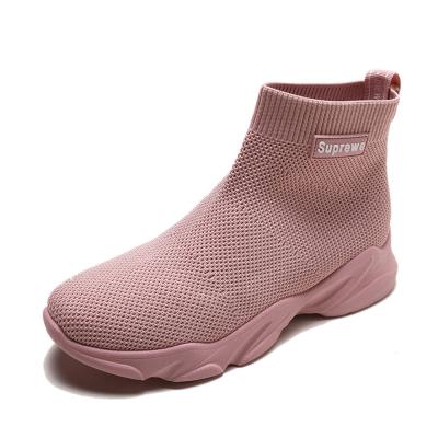 China Anti-odor Stylish Colored Crystal Pink High Top Slip On Women Casual Shoes Loafers for sale