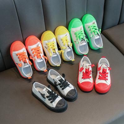 China New Fashion 26-37 Anti-odor Vintage Colorful PVC Plastic Rubber School Flat Children Canvas Shoes Kids for sale