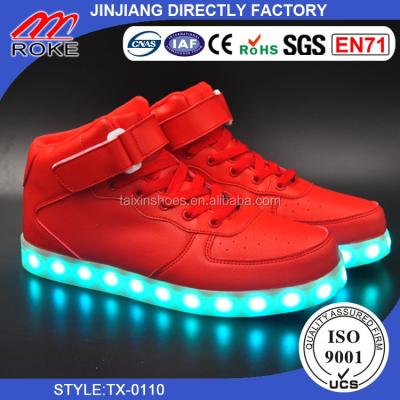 China Sports Shoes Mens USB Charging 7 Colors LED Shoes High Cut Fashion Flashing Sneakers for sale