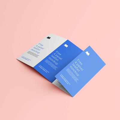 China paper & Cardboard Customized 4 Panel Quad Fold Brochure Elegant Cheap Folding Blue 4 Page Single Fold for sale