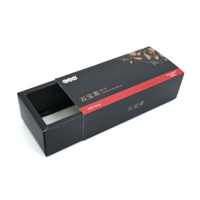 China Recyclable Slider Box Manufacturers Custom Drawer Slider Box Black Paper Slider Box For Tea for sale