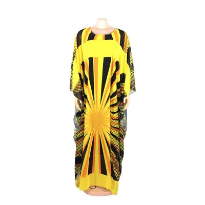 China D008 Breathable Floral Printing Women Long Sleeve Maxi Dress African Fashion Designs for sale