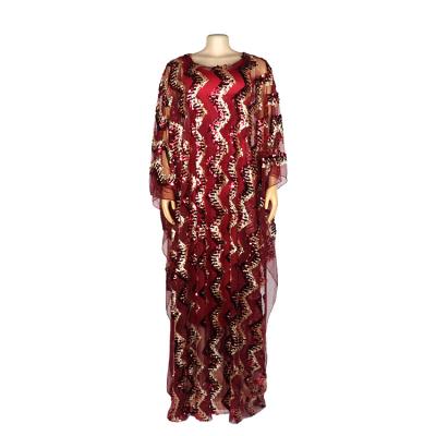 China D007 Breathable Mesh Embroidered Long Dress African Women's Dress Beaded Performance Dress Vest Skirt for sale