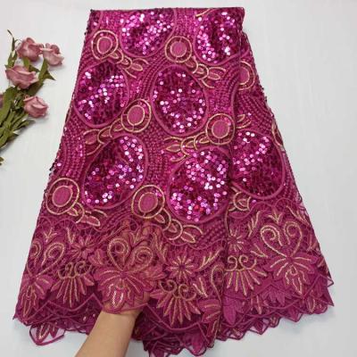 China 2021 New Style Sequins Beautiful Nigerian Embroidery Party Tulle Lace Fabrics OK1016 Viable French Net Lace Fabrics for sale