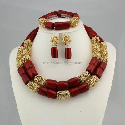 China KJ2410 Nigerian Garment Wedding African Beads Jewelry Set African Jewelry Sets Wine for sale