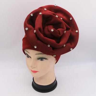 China A625 African women fashion headwrap African beaded space cotton turban for sale