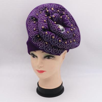 China A621 African Women Turban Hats With Big Flower Headband Muslim Hijab Turban For Women African Hat Caps for sale