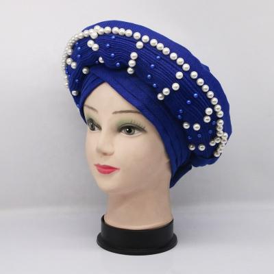 China A641 Nigerian aso headtie african head oke auto wrap gele with beaded for aso ebi wedding party for sale