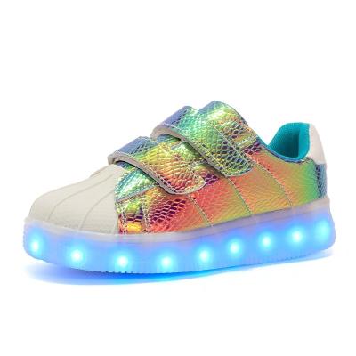 China New USB Rechargeable Kids Led Shoes With Light, Boys Girls Superstar Women Shape Light Up Led Glowing Shoes for sale