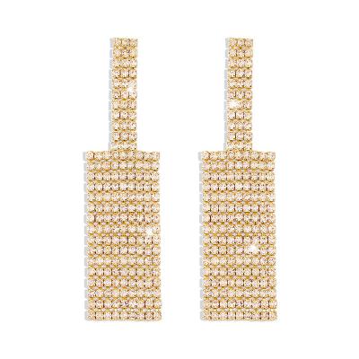 China Grace Fashion Square Full Diamond Geometric Personality Retro Long Earrings Super Snap Earrings for sale