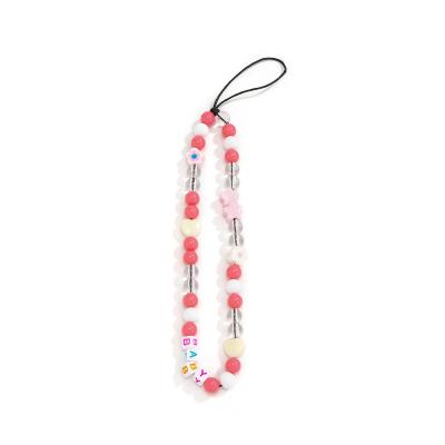 China Cute tassel color geometric letter beaded bracelet style national daisy flower mobile phone chain for sale