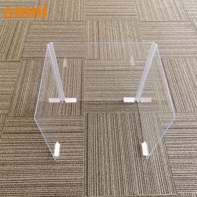 China Commercial Furniture Easy To Install Cheap Translucent Plexiglass Sneeze Guard Social Distancing Folding Acrylic Portable Screen Protector for sale