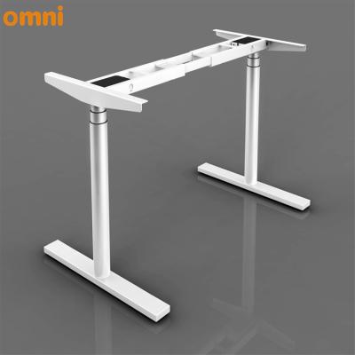 China 2020 Adjustable Oval Electric Leg Motors Design Double Height (Height) Adjustable Table Sit To Stand Office Table Frame for sale