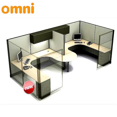 China OEM/ODM good quality commercial open plan furniture partition wall office cubicle glass workstation for 2 person for sale