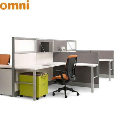 China Open Plan L Shape 4 Seat Modern Office Workstation Style Modern Aluminum Frame Desk for sale