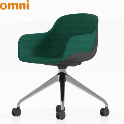 China Executive Convertible Fabric Swivel Office Chairs , Fabric Armchairs With Aluminum Metal Base for sale