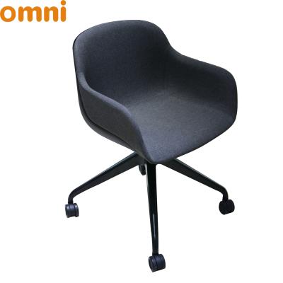 China Eco - Friendly Gray Fabric Swivel Executive Computer Chair , Low Armless Metal Aluminum Office Chairs With Wheels for sale