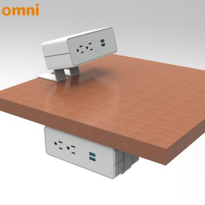 China Easy Installation Factory Customized Flange Mount Power Cube Socket Desk Strip with USB Charger Port for Office Table Desk for sale