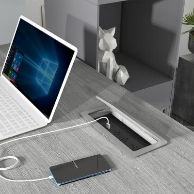 China Modern Single Recessed Conference Room Desk Electric Mountable 1 USB 1 Type-C 3 Outlet Power Outlet Strip, USB-C Power Stream Mount for sale