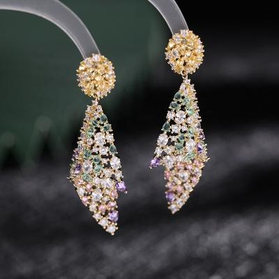 China Fashion Jewelry CLASSIC Female Wedding Party Long Earrings Brand Earring Cubic Zircon Earrings For Women for sale