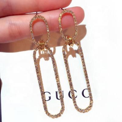 China New Romantic Dangle Earrings Long Earrings For Women Exaggerated Trend Rhinestone Oval Drop Earrings Women for sale