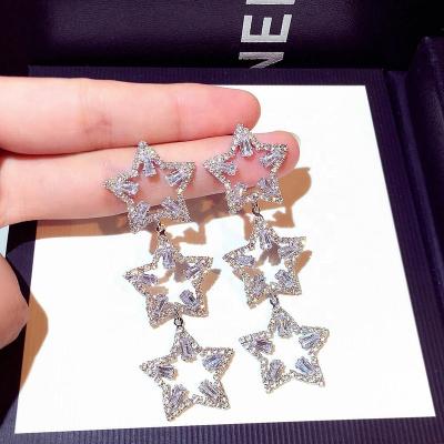 China New fashion romantic Korean dangle long earrings earrings for women rhinestone stars drop earrings female for sale