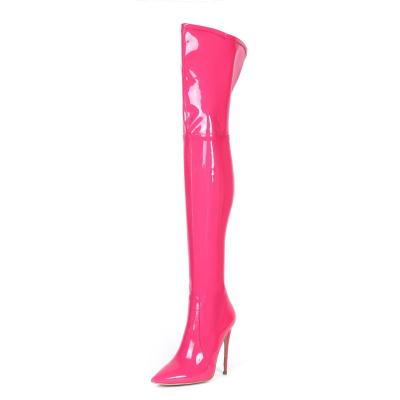 China 2021 New Arrival Winter Waterproof PU Led Extra Long Stiletto High Heel Women Thigh Boots For Ladies for sale