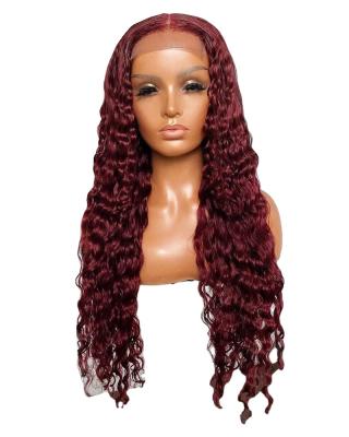 China Deep Wave 100% 13*1 HD 99J Lace Front Wig With Baby Hair Indian Hair Wigs Lace Front Red Wig T Lace Front Wig for sale